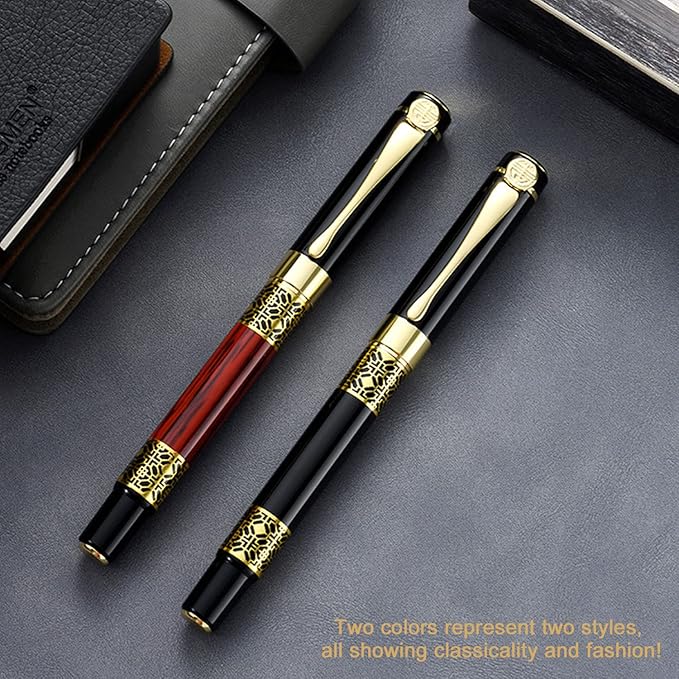 YIVONKA Ballpoint Pen Black Refill,Classical retro style Luxury Pen,Best Ball Pen Gift Set for Men & Women Professional Executive,Office,Nice Pens Classy Gift Box (2 Pack Black)