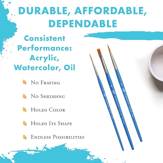 Princeton Select Artiste Paintbrush, 3-3 Brush Set, Blue