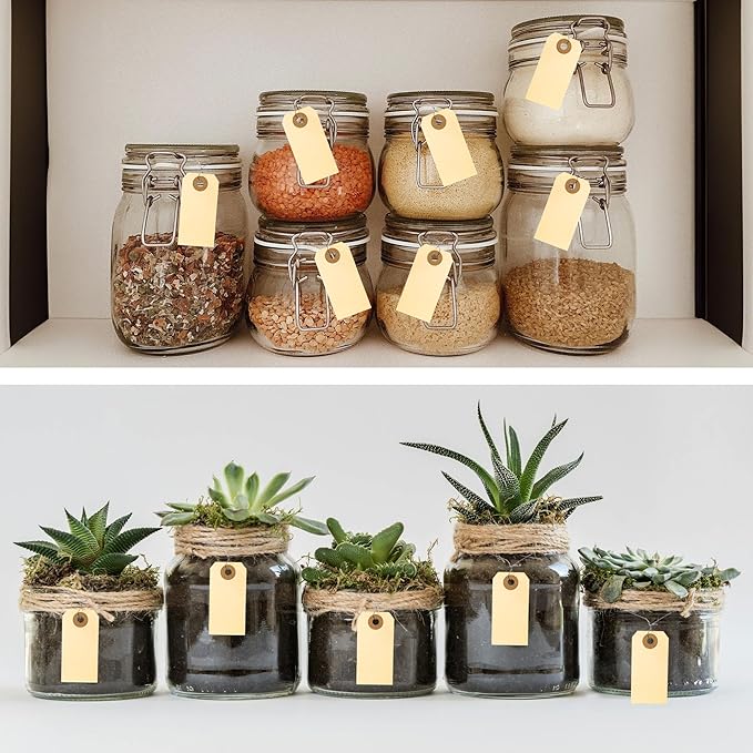 Perco Manila Shipping Tags #1 2 3/4 x 1 3/8 (7 x 3.5 cm) with Metal Wire - Pack of 100