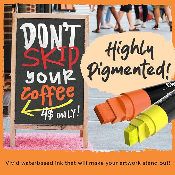 8 Washable Window Markers for Cars - 15mm Jumbo, 3 in 1 Nib, 28g Ink - Liquid Chalk Markers for Chalkboard, Blackboard, Glass, Bistro, Auto, Menu Board - Loved by Teachers, Kids, Artists, Businesses