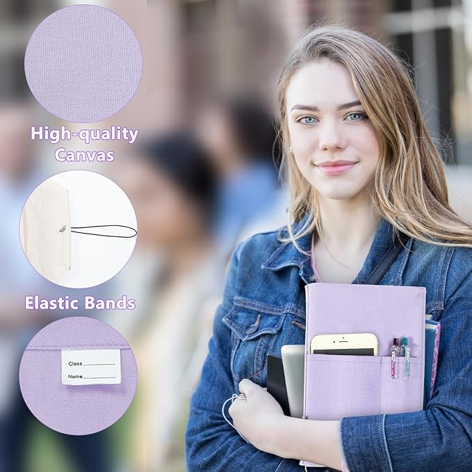 Canvas Book Covers, Washable Book Protector, Book Cover for Paperback Novels, Adjustable Book Cover for Hardcover with Pockets for Pen, Soft Cover Books, Book Lovers Gifts