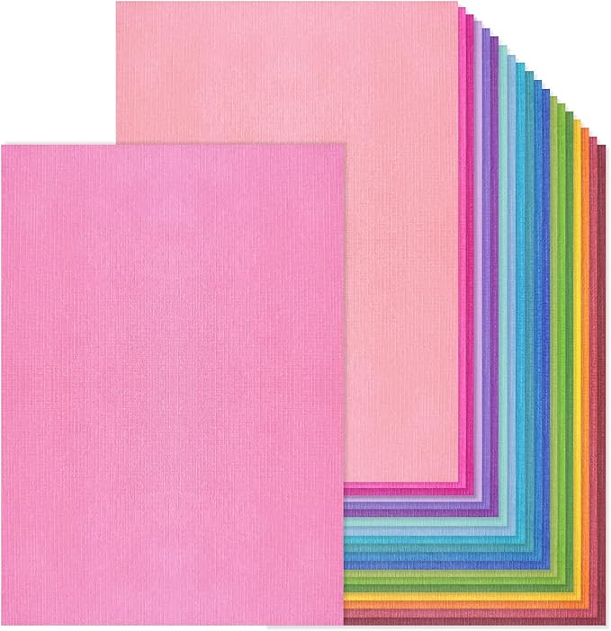 20 Sheets Rainbow Colorful Cardstock Textured Assorted Colored Paper 250 gsm Single-Sided Printed Thick Card Stock for Card Making, Scrapbooking