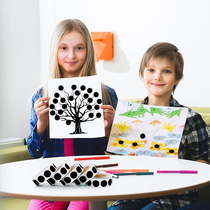 PARLAIM 10 Rolls 3/4" Dot Stickers, 10000 Pack Round Color-Code Circle Labels, Black Sticker for Color Coding