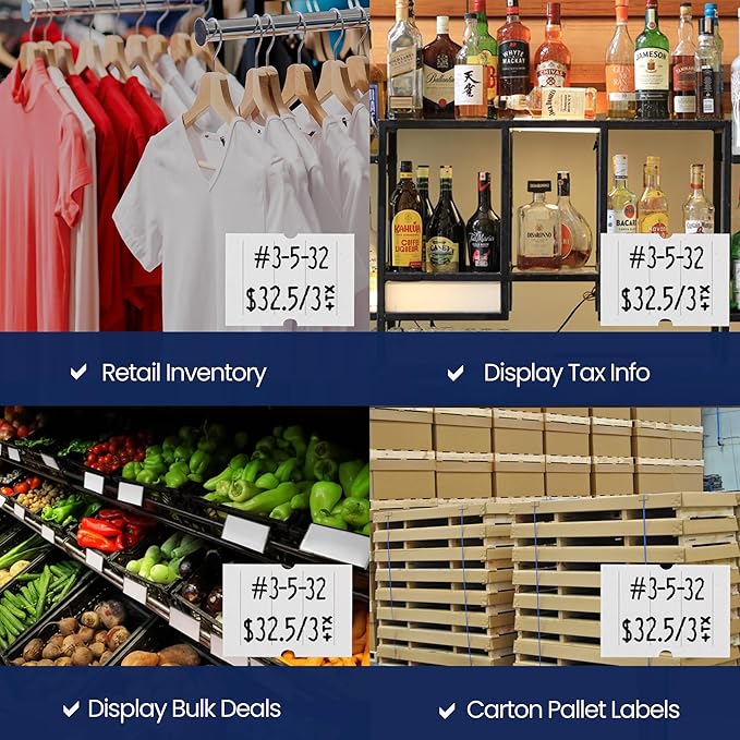 Perco 2 Line White Labels - 32 Rolls, 4 Sleeves, 24,000 Blank Price and Date Gun Labels for Perco 2 Line Price and Date Guns - Made in USA