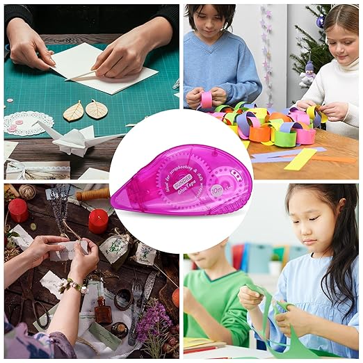 Glue Runner Permanent, Double Sided Adhesive Scrapbook Runner Tape Roller, 0.3-inch by 360-Inch, Permanent Adhesive Dots Roller Applicator - 12 Packs Rose