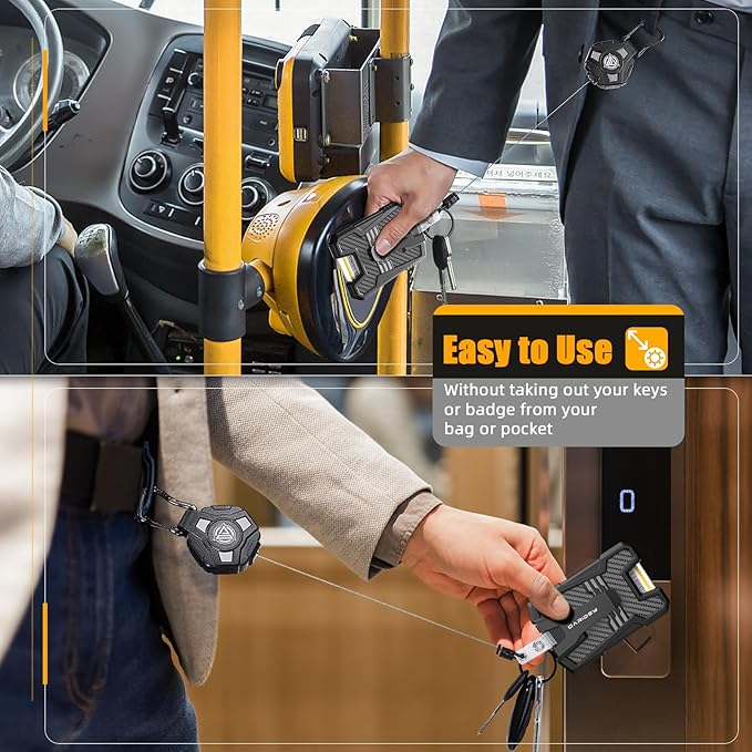 Oaridey Retractable Badge Holders, Heavy Duty Retractable Keychain with Tactical ID Card Holder (Holds 5 Cards), ID Badge Holders with Metal Clip, 31.5' Badge Reel