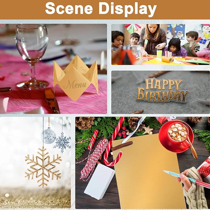 28 Sheets Shimmer Gold Cardstock 8.5 x 11 Metallic Paper, 250gsm/92lb Premium Glossy Paper Card Stock for DIY Cards Making, Anniversaries, Wedding Invitations, School Crafting, Greeting Cards