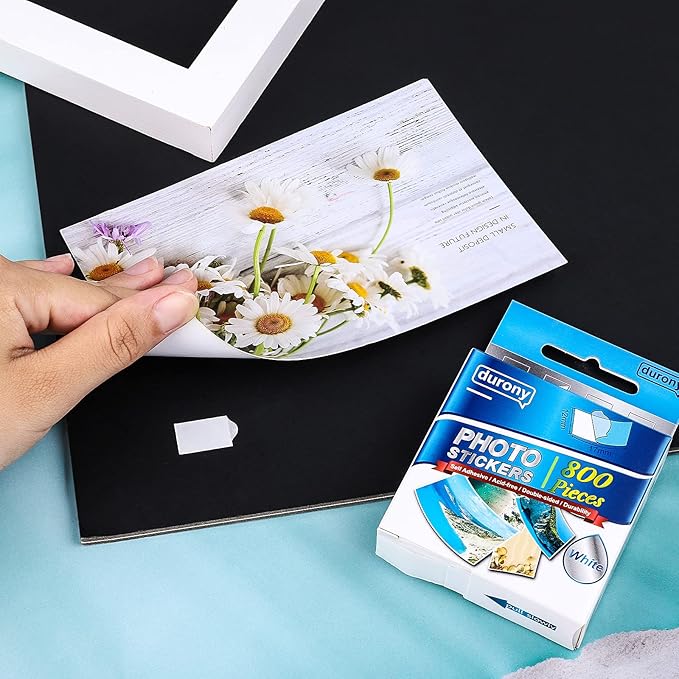 durony 800 Pieces Photo Sticker White Double-Sided Self Adhesive Photo Tapes for Pictures DIY Photo Album Journal
