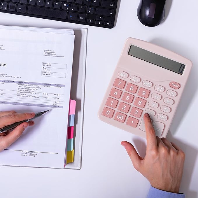 Mr. Pen- Calculator, Pink, Calculators Large Display, Standard Function Calculator, 12-Digit, Calculators Desktop, Office Calculator, Desktop Calculator, Desk Calculator Large Display, Pink Calculator