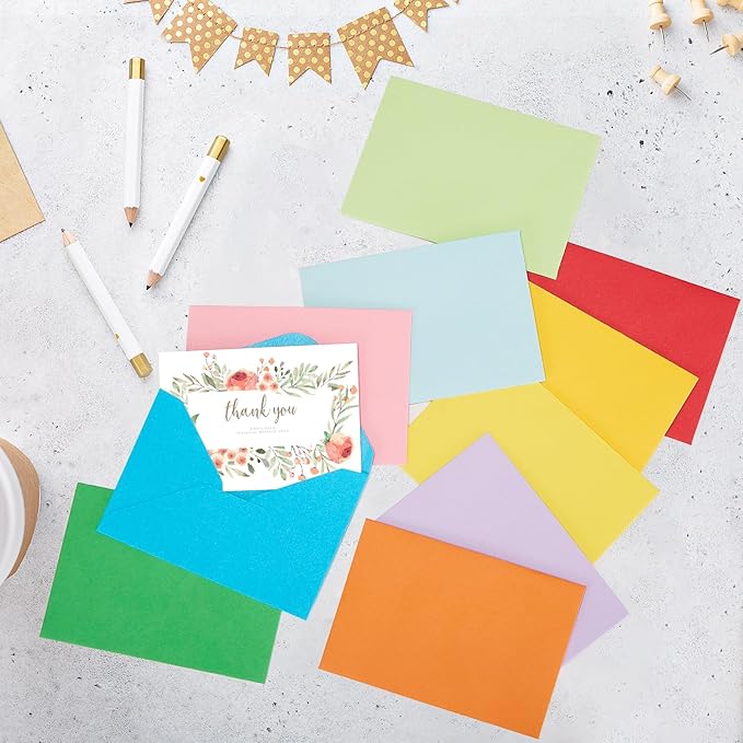 ACSTEP 100PACK Gift Card Envelopes Credit Card Size Mini Envelopes Colored Tiny Pocket Envelopes For Business Card, Small Note Cards 10 Assorted Colors 4X2.75 Inches