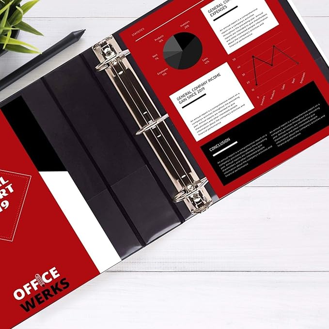 3 Ring Binder, Professional D Ring Binder 5 Inch, Presentation Folder for Standard Pages 8.5 x 11 with Pockets, Durable and Strong Black Binder (4 Pack)