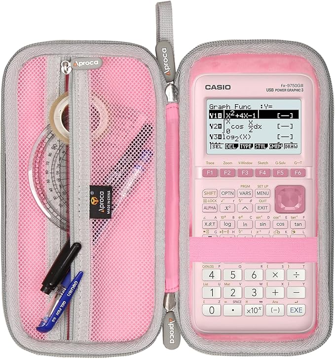 Aproca Pink Hard Storage Portable Case, for Casio fx-9750GIII, Standard Graphing Calculator