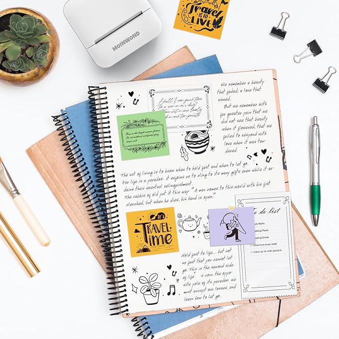 Thermal Paper Self-Adhesive Sticker Paper for Mini Thermal Pocket Printer D1, Black on Orange/Purple/Green 50mm x 3m, 25mm Diameter, 3-Rolls for Notes, Texts, Journal Photo and Notebuddy