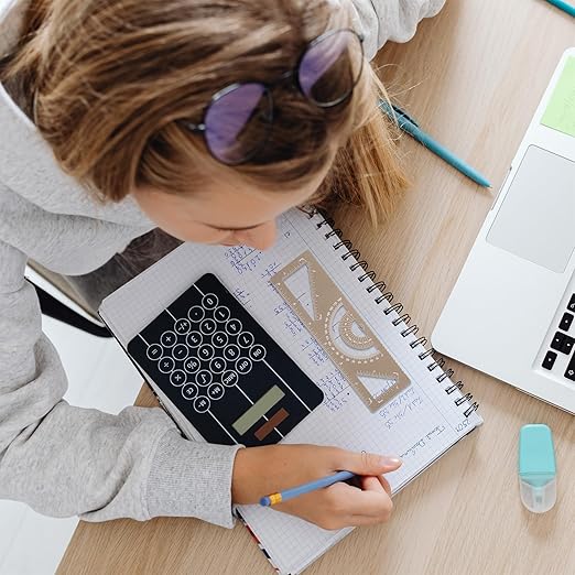 4-in-1 Geometry Set, Metal Math Ruler Kit- Aluminium Protractor, 2 Precision Triangles, Straight Edge Rule - Multifunctional Drafting& Measuring Small Ruler for Kids School - 6 in, Gold