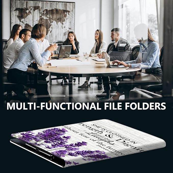 PU Leather Padfolio Clipboard Notepad with Pen Loop and Elastic Strap Interview/Resume Document Organizer for Business School Office,Purple Lavender