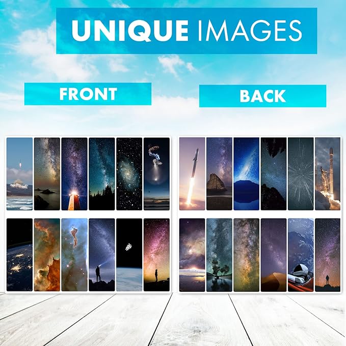 Livin Harmony || Cool Cosmic Space Bookmarks (12 - Set) || Stellar Gift for Kids and Everyone! || Made in USA!