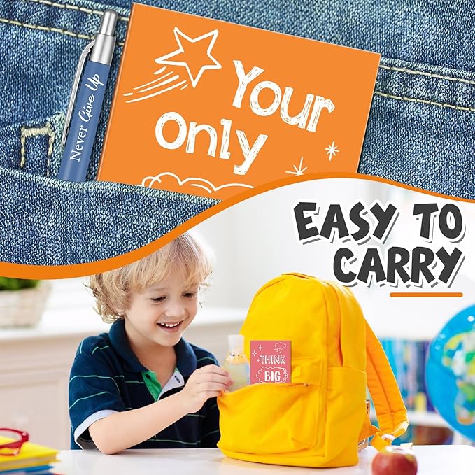 Yeaqee 72 Pcs Motivational Pens Notepads Gifts Set Inspirational Quote Ballpoint Pen Small Notebook Mini Journal Bulk Gifts for Teacher Coworker Gifts Women Office School(Uplifting)