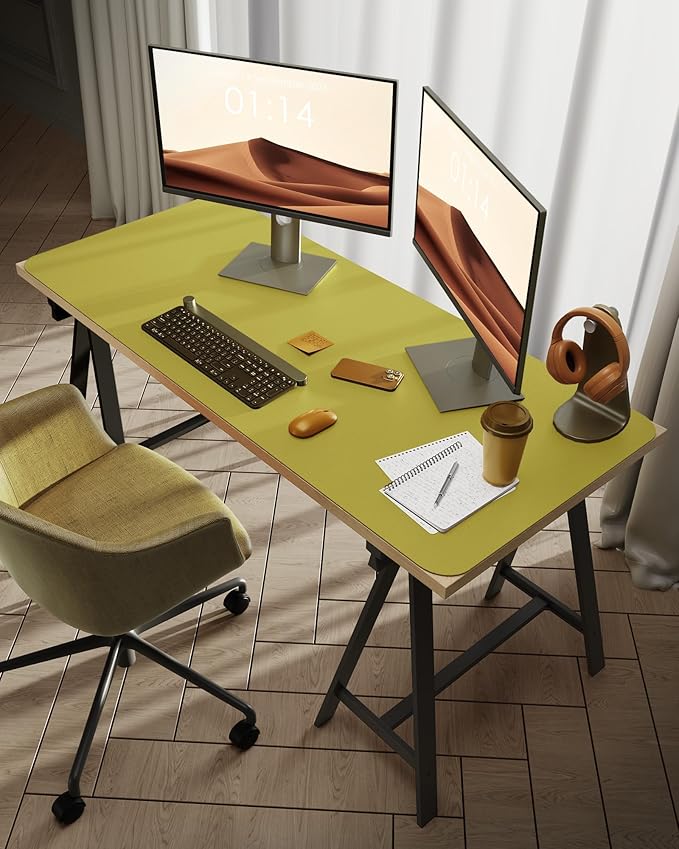 YSAGi Leather Desk Protector, Office Mat, Large Mouse Mat, Non-Slip PU Leather Blotter, Laptop Desk, Waterproof Writing Pad for Office and Home (Olive Green, 47.2" x 23.6")