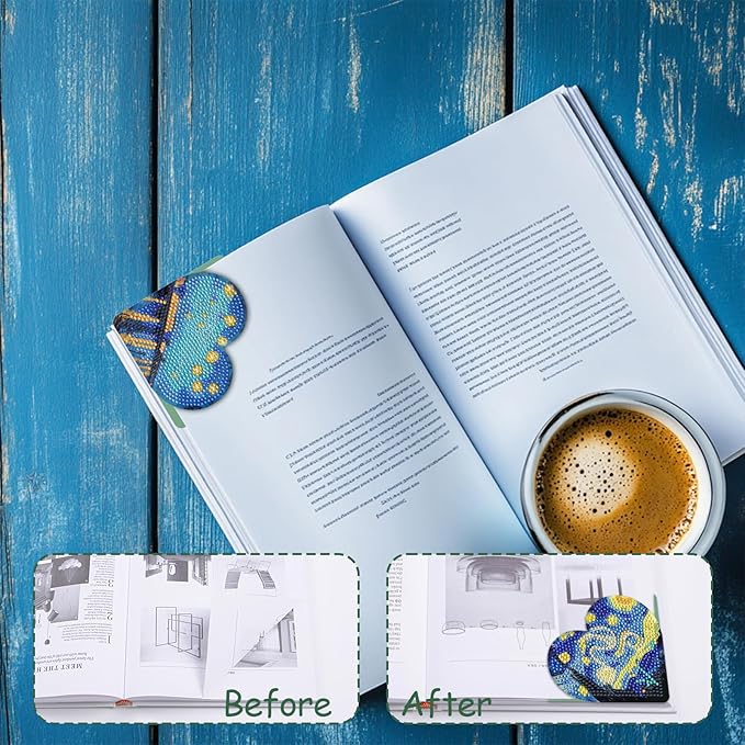 Anseal 8 Pcs Heart Diamond Art Painting Bookmark, DIY Diamond Art Bookmarks for Book Lovers for Kids Adults (Van Gogh Oil Painting Art Style)