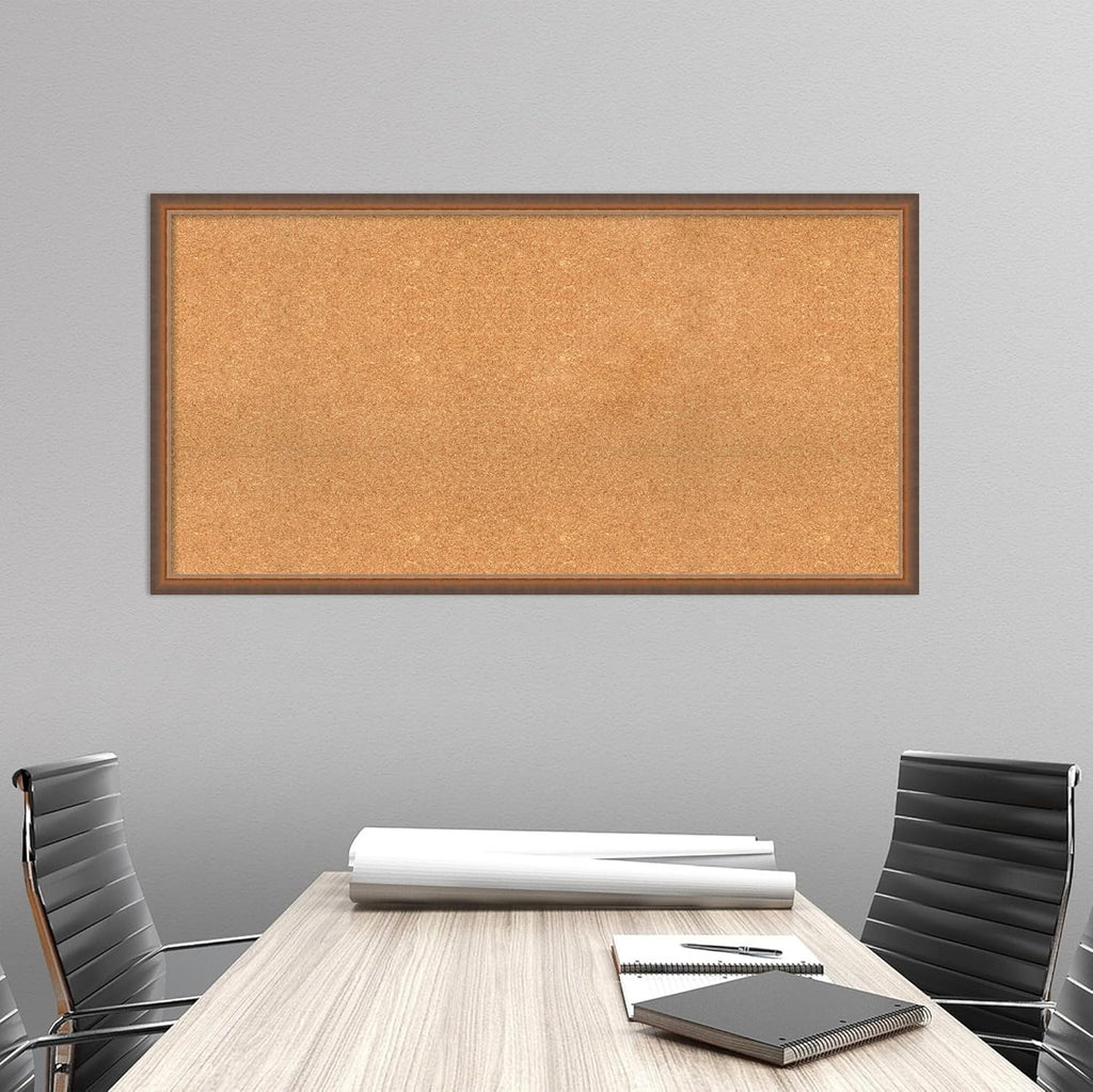 Amanti Art Natural Cork Board for Wall, 26x50 Vision Board with Bronze Frame, Oversize Corkboard Office Decor for Home Organization, Modern Corkboard Pinboard to Display Items for Home Organization