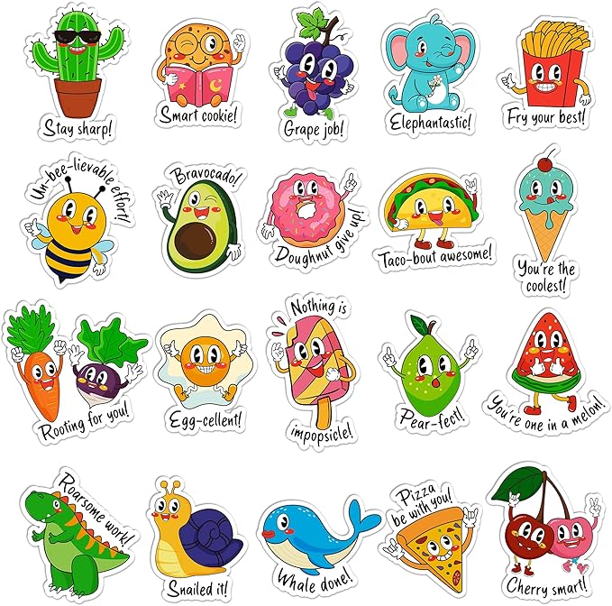 800PCS Punny Teacher Sticker for Student, D-FantiX Motivational Reward Stickers for Kids Classroom, Must Have Essentials for Teachers Elementary, Positive Encouragement Stickers Home School Supplies