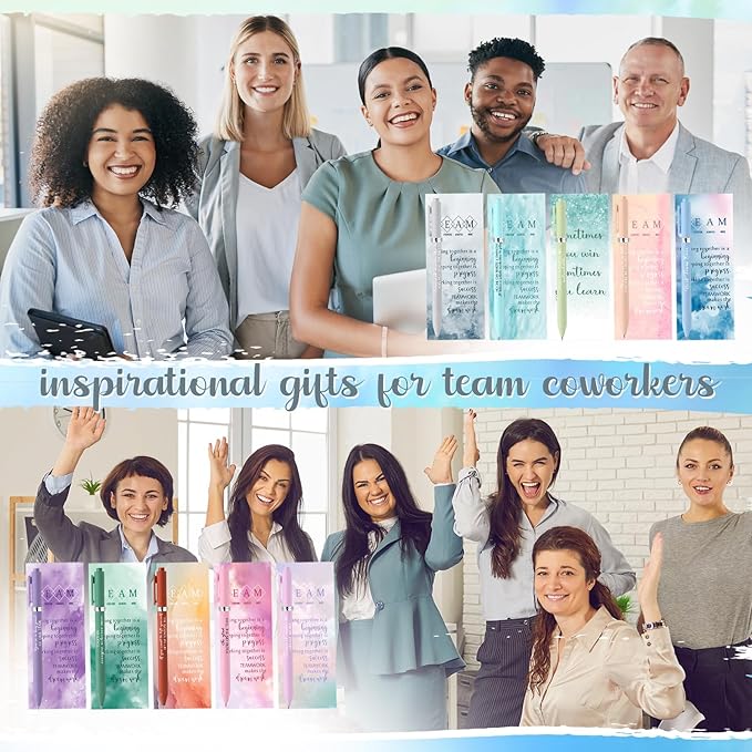 Quelay 30 Set Christmas Inspirational Gift Bulk with Motivational Pens Inspiring Quote Bookmarks Team Building Gifts for Employees Appreciation Team Women Staff Gifts Bulk Volunteers(Team)