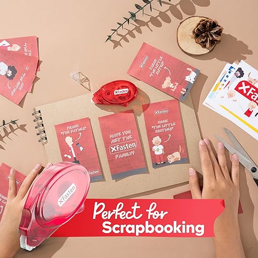 XFasten Adhesive Roller for Scrapbooking, 8mm x 30ft 8-Pack Double Sided Glue Tape Roller, Scrapbook Supplies for Adults, Photo Tape for Scrapbooking