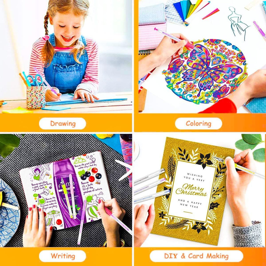 Soucolor Markers for Adult Coloring Books, Coloring Markers for Teacher Appreciation Gift School Office Supplies, 120-Piece Art Set: 60 Gel Pens + 60 Refills with Travel Case for Kids Card Making