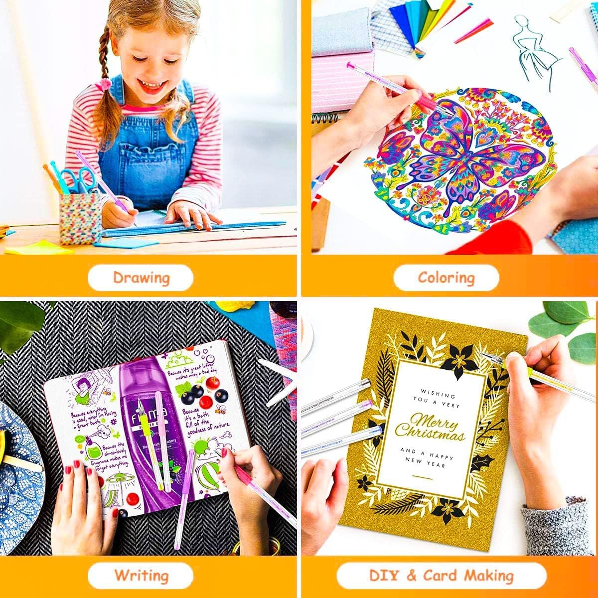 Soucolor Markers for Adult Coloring Books, Coloring Markers for Teacher Appreciation Gift School Office Supplies, 120-Piece Art Set: 60 Gel Pens + 60 Refills with Travel Case for Kids Card Making