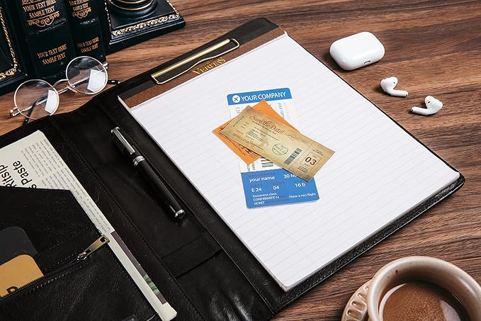 Leather Portfolio for Men, Leather Clipboard Engraved Padfolio, Personalized Leather Binder Leather Legal Pad Portfolio Christmas Gift for His/Her (Clipboard, Shiny Black-Standard)