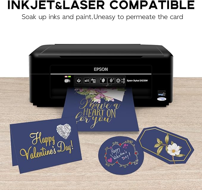 100 Sheets 65lb Blue Cardstock 8.5 x 11 Pastel Paper, Goefun Navy Blue Card Stock Printer Paper for Wedding Invitations, DIY Cards, Menus, Crafts