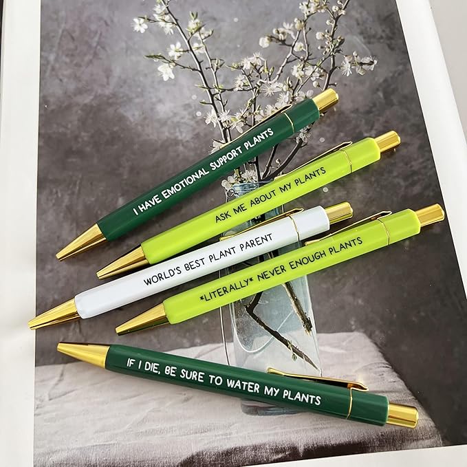 Jxueych Funny Pens 5-Count, Black Ink,Medium Nib 1.0mm, Funny Office Gifts for Coworkers, Personalized Pens Vibrant Funny Quotes Swear Word Daily Pen Set (S)