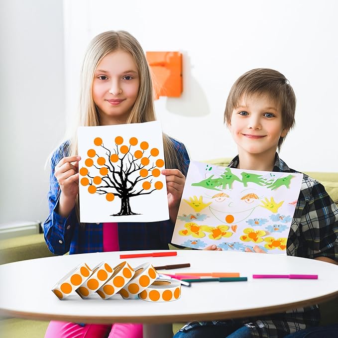 PARLAIM 0.75 inch Diameter Colored Dot Stickers 4 Rolls Pack 4000pcs Orange Round Label Color Coding Marking Stickers Permanent Adhesive for Garage Sale