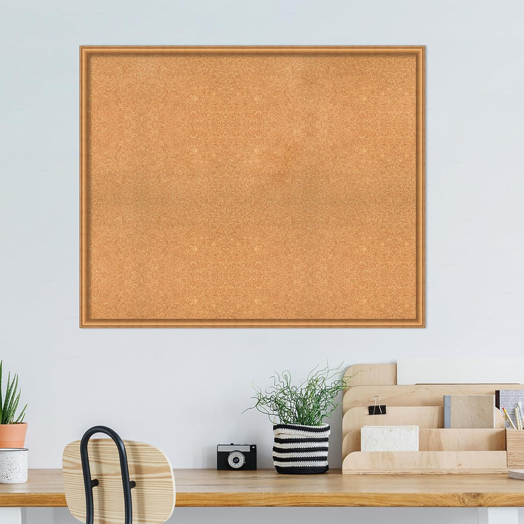 Amanti Art Natural Cork Board for Wall, 36x44 Vision Board with Bronze Frame, Oversize Corkboard Office Decor for Home Organization, Casual Corkboard Pinboard to Display Items for Home Organization