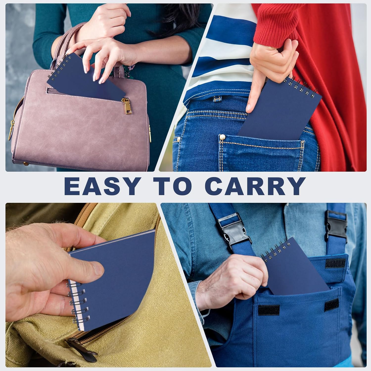 Tenceur 2 Pcs Pocket Notebook Bulk Small 3x5 Inch Spiral Notepads Mini Top Bound Notebook with Lined 120 Pages Ruled Memo Pads for Office College Nurse Essentials Back to School Gift (Blue)