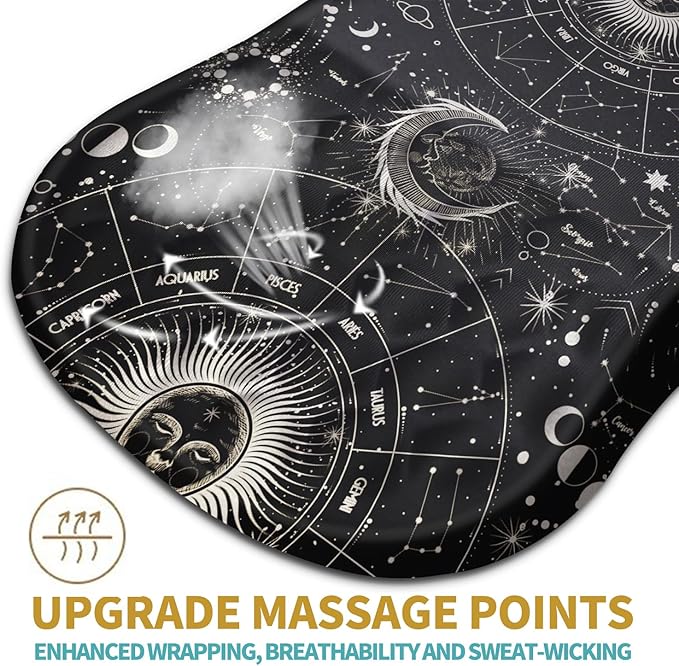 Hokafenle Ergonomic Mouse Pad Wrist Support with Massage Design, Wrist Rest Pain Relief Mousepad with Memory Foam&Non-Slip PU Base,Mouse Pads for Wireless Mouse (12x8 inch,Tarot Constellation)