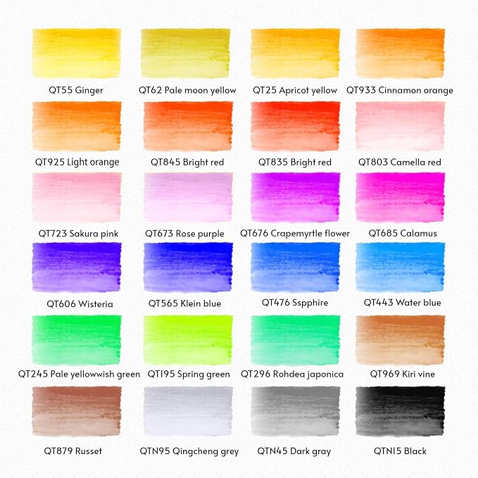 Watercolor Pens Set, 24-Color Dual Tip Paint Markers, Water-Based Coloring Markers with 1 Aquapen, 1 Colorless Blender, and 12-Page Pad, Art Supplies for Artists & Beginners