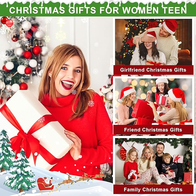 YOOLIFE Christmas Gifts for Women - Initial Jute Tote Bag & Makeup Bag, Birthday Gifts for Women Her Mom Teacher Friend