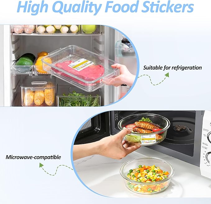 Restaurant Quality Shelf Life Food Rotation Labels, 2” x 3” Self-Adhesive Removable Freezer Food Labels Stickers, Perfect for Reusable Containers, Easy to Remove, Food Safety Date Sticker (8 PCS)