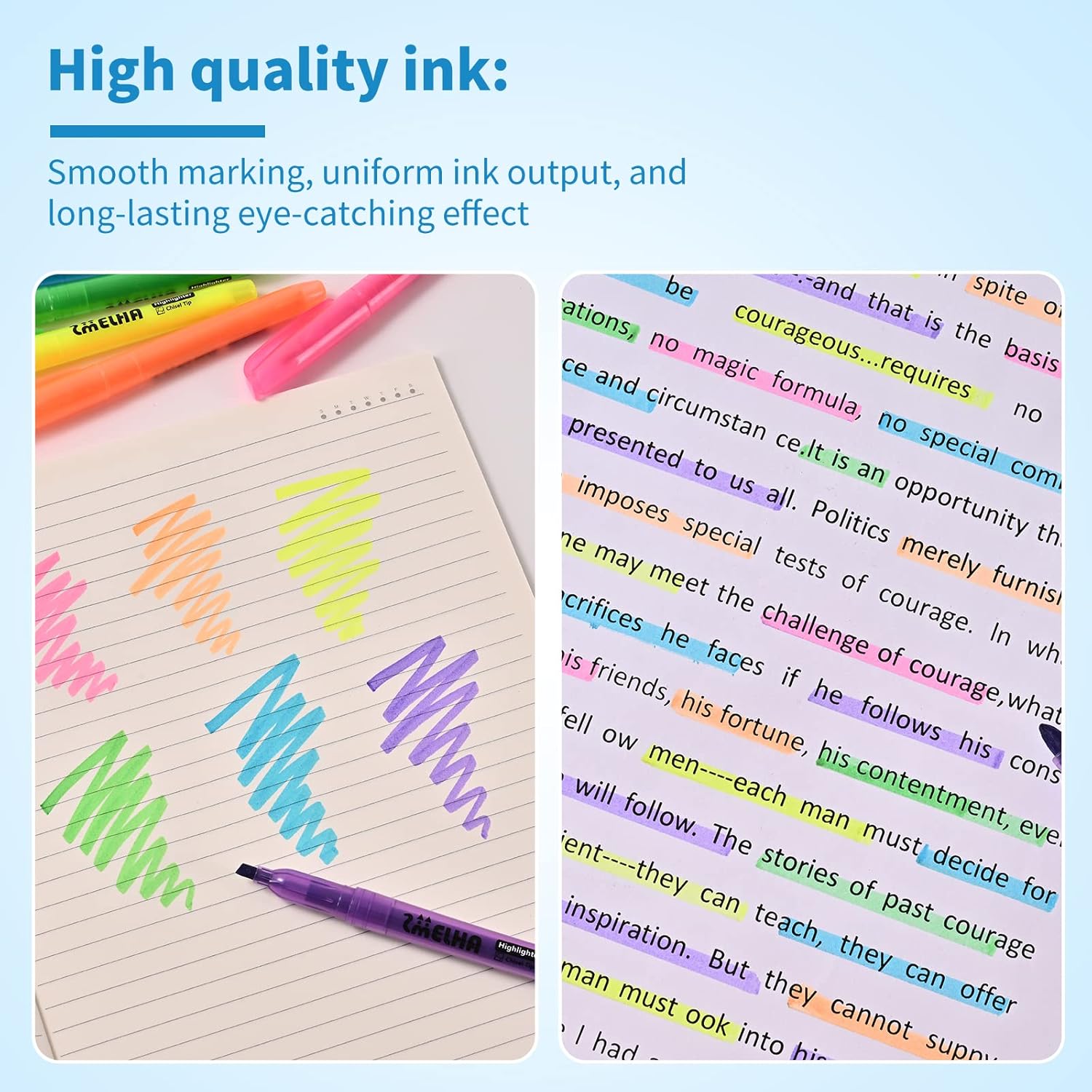 SMELHA Highlighters - 100 Pack Assorted Colors, 6 Colors Bulk, Chisel Tip, Quick Dry, Suitable for Offices, Schools, Home