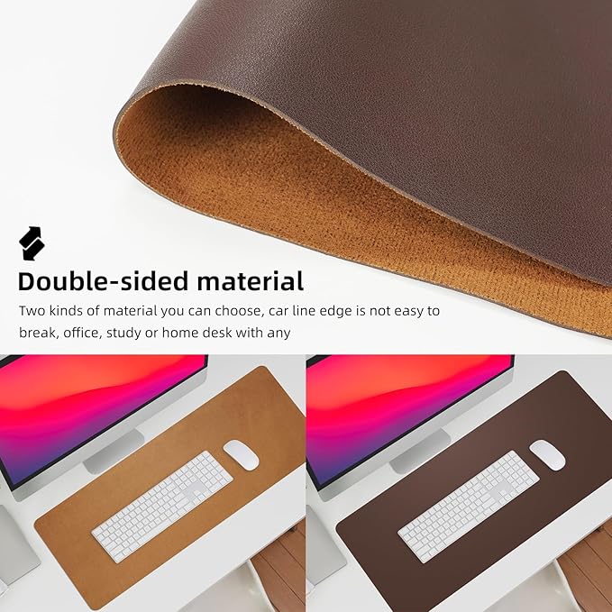 Desk Mat,35.4" x 17" Leather Desk mat,Double-Sided Desk Pad,Desk matt for Desktop,Large Mouse Pad,Office Desk mat,Waterproof Desk Blotter pad for Office&Home(Black+Cork)