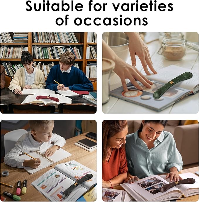 Weighted Bookmarks Book Weight Page Holder Genuine Leather Book Open Holder for Men Women Gift for Writer Reader (BPH02-Navy)