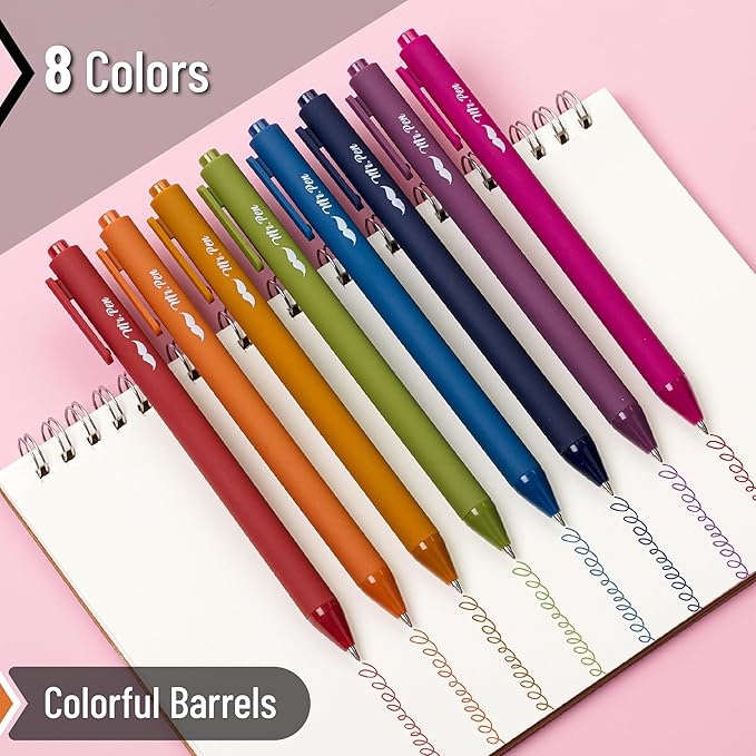 Mr. Pen- Retractable Gel Pens, 8 Pack, Unique Vintage Ink Colors Gel Pens Fine Point 0.7mm, Fast Dry Vintage Pen, Retractable Pens, Gel Ink Pens, Aesthetic Pens for Journaling Fine Tip Pens