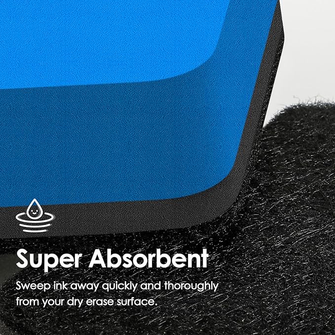 MaxGear Dry Erase Erasers, 24 Pack Magnetic Whiteboard Erasers for Classroom, Mini Whiteboard Cleaning Pads, Chalkboard Wiper Teacher Supplies for School, Office, Home （Blue, 2 x 2 Inch