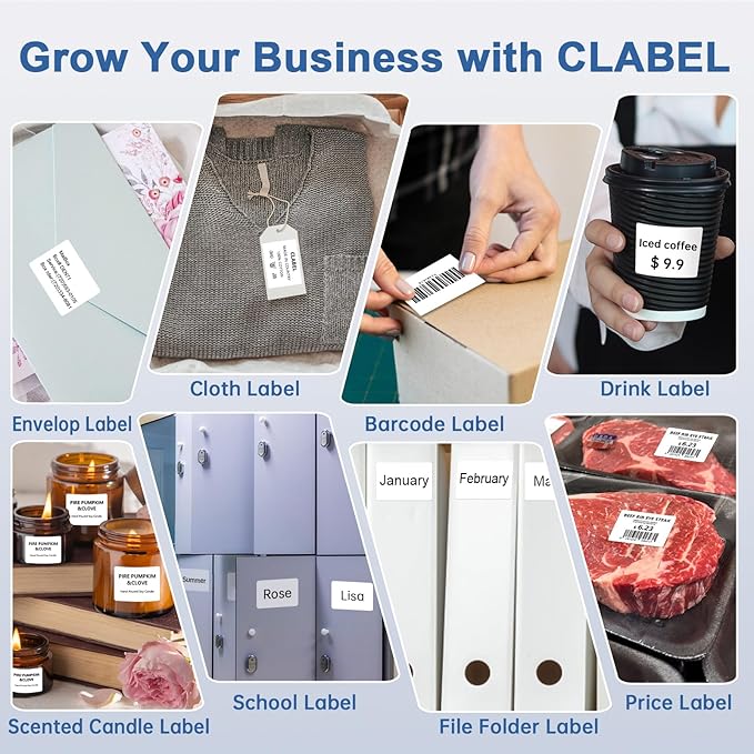 CLABEL Label Maker Tape for CLABEL 221B, Thermal Labels, Adapted Label Print Paper Waterproof Self-Adhesive Multipurpose Labeling Tape 6 Roll of 1380pcs