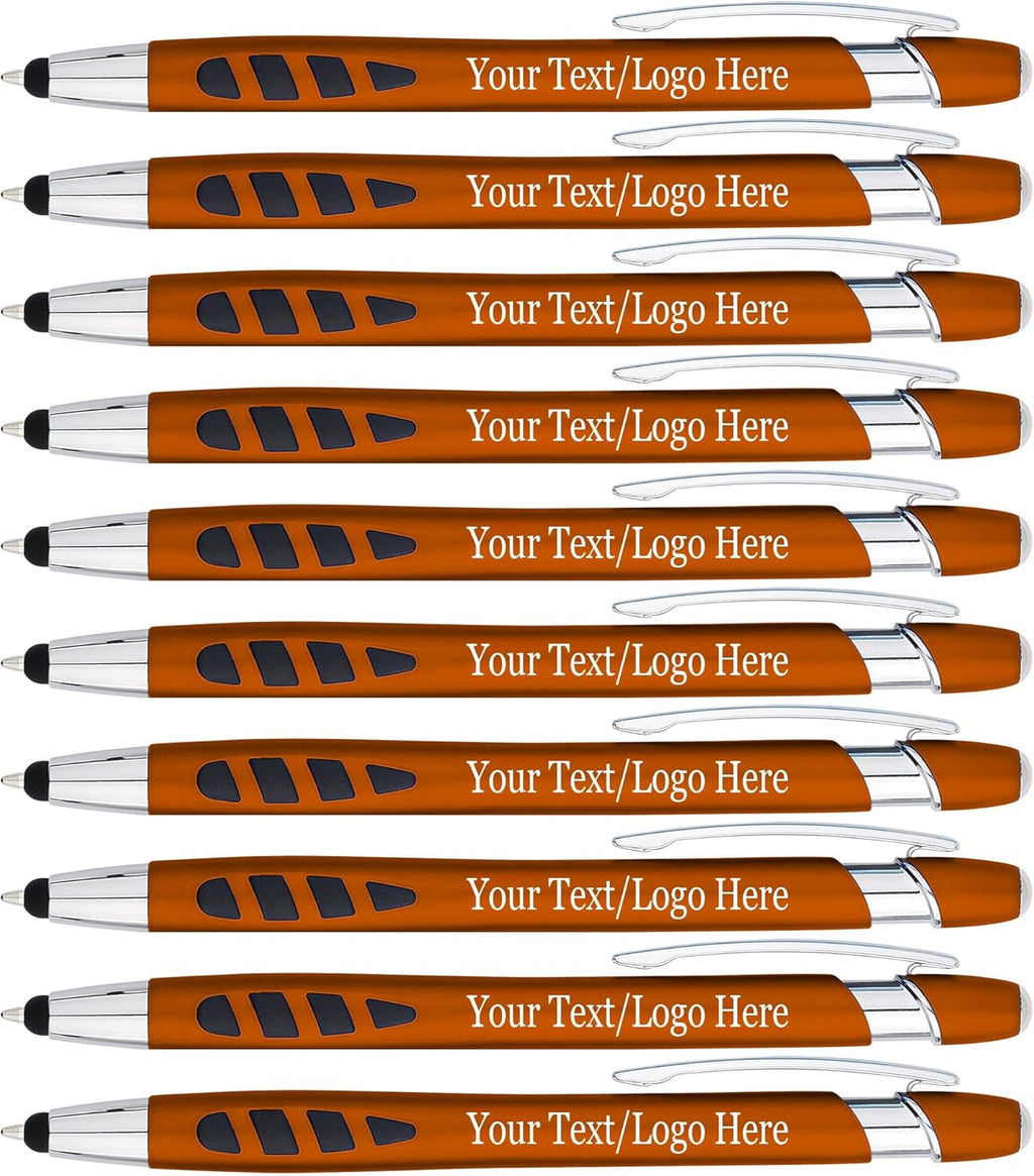 Personalized with Your Custom Logo or Text Pens-300 Pack Bulk-for Businesses, Parties, and Events, 2 in 1 Capacitive Stylus & Ballpoint Pen Compatible with Most Touchscreen Devices, Orange