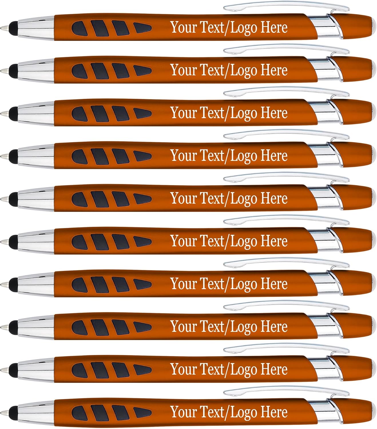 Personalized with Your Custom Logo or Text Pens-300 Pack Bulk-for Businesses, Parties, and Events, 2 in 1 Capacitive Stylus & Ballpoint Pen Compatible with Most Touchscreen Devices, Orange