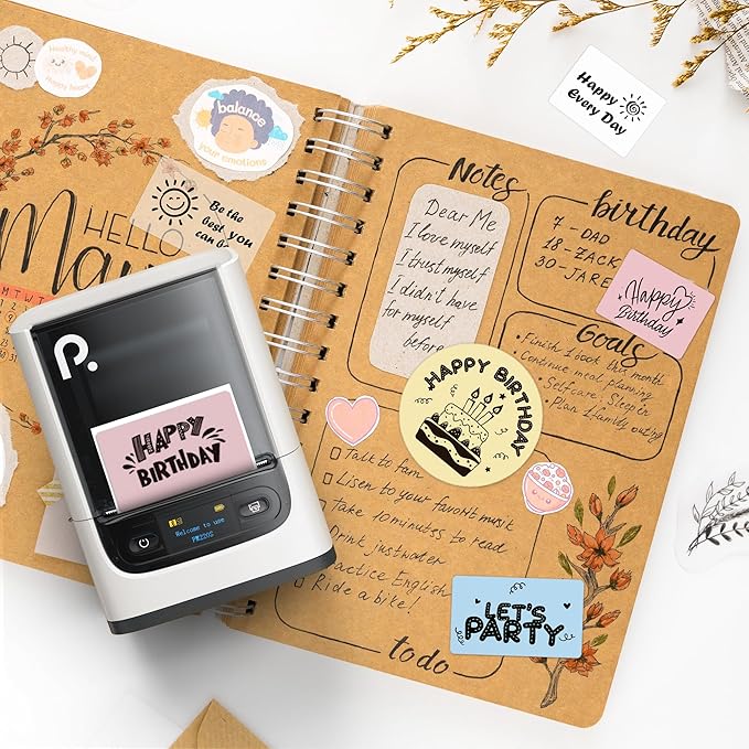 POLONO Genuine Thermal Labels for PM220S Label Makers, 1.57"x1.18" (40x30mm) Thermal Label, Waterproof, Multi-Purpose Self-Adhesive Labels for Small Bussiness, Office, School, 230 Labels/Roll (Pink)