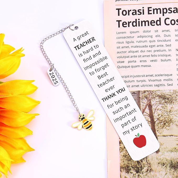 Teacher Christmas Gifts, Teacher Appreciation Gifts, Teacher Gifts for Women, Cute Bee Bookmark Gifts for Teachers, Teacher Thank You Gifts, Valentines Day Gifts for Teachers, Teacher Retirement Gift