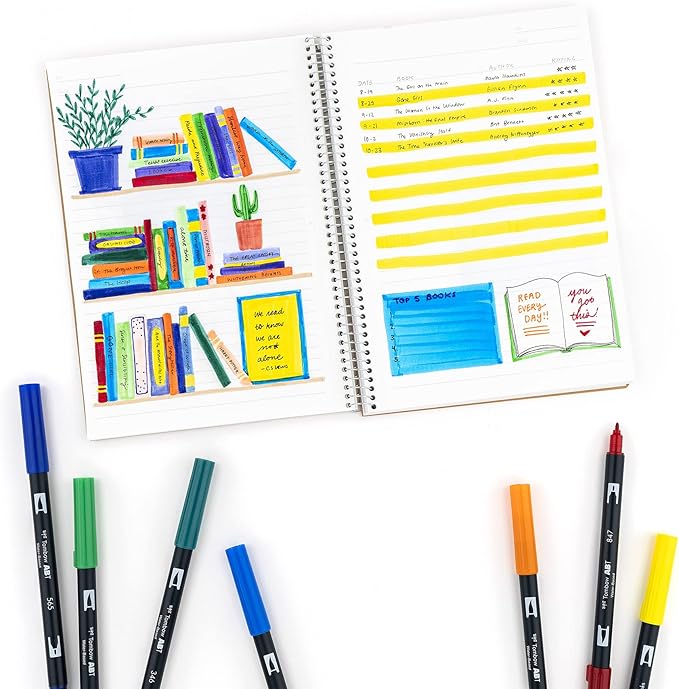 Tombow Dual Water Based Markers, Twin Tip, Primary Palette Assorted Inks, 10/Pack (56167)